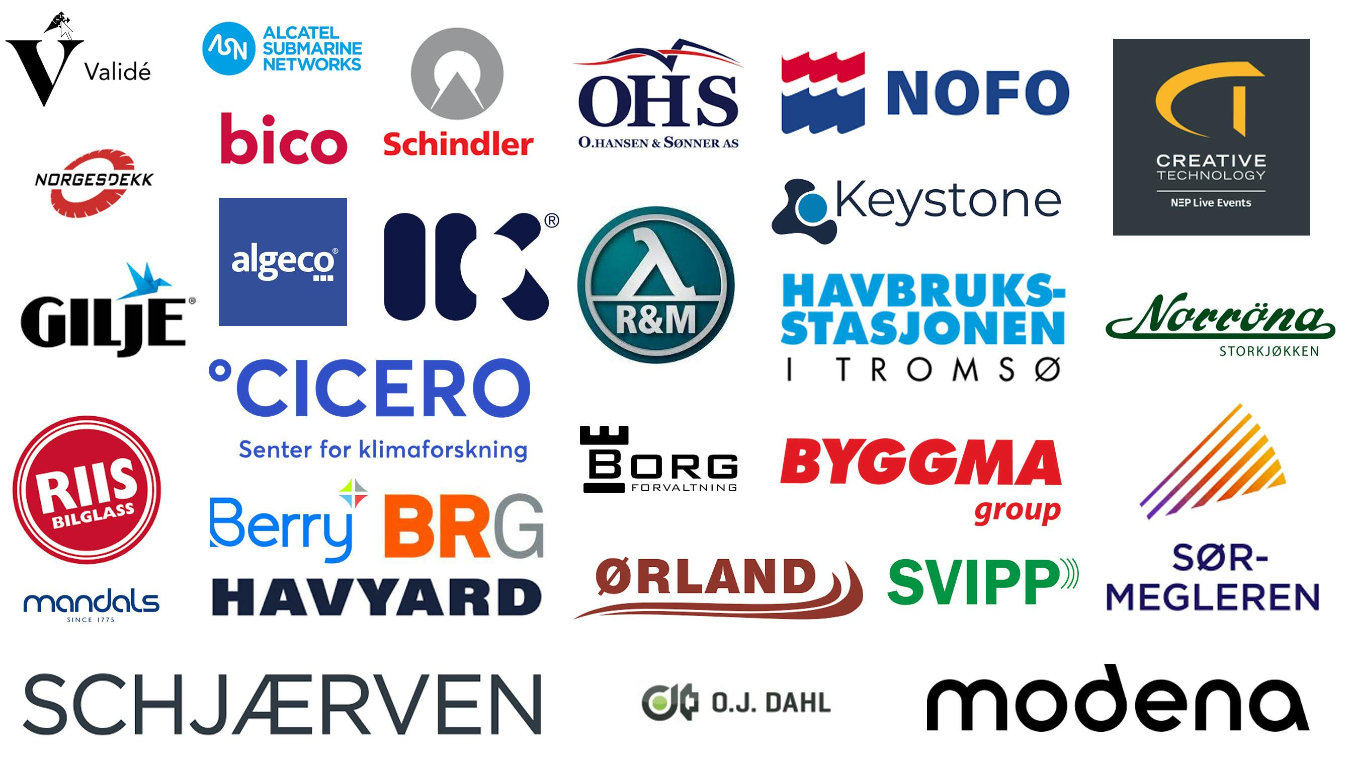 Bilde av logoene til over 20 bedrifter som har kjøpt Proplan HRM