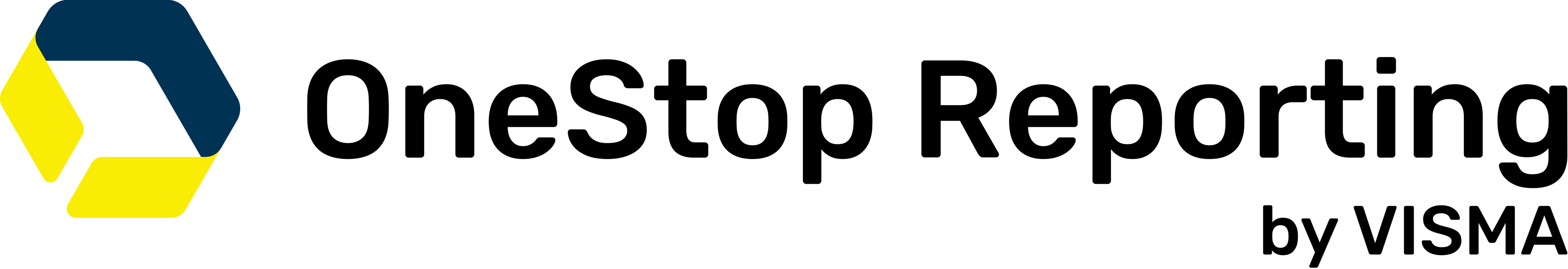 Logoen til OneStop Reporting der produktnavnet er skrevet i sort tekst