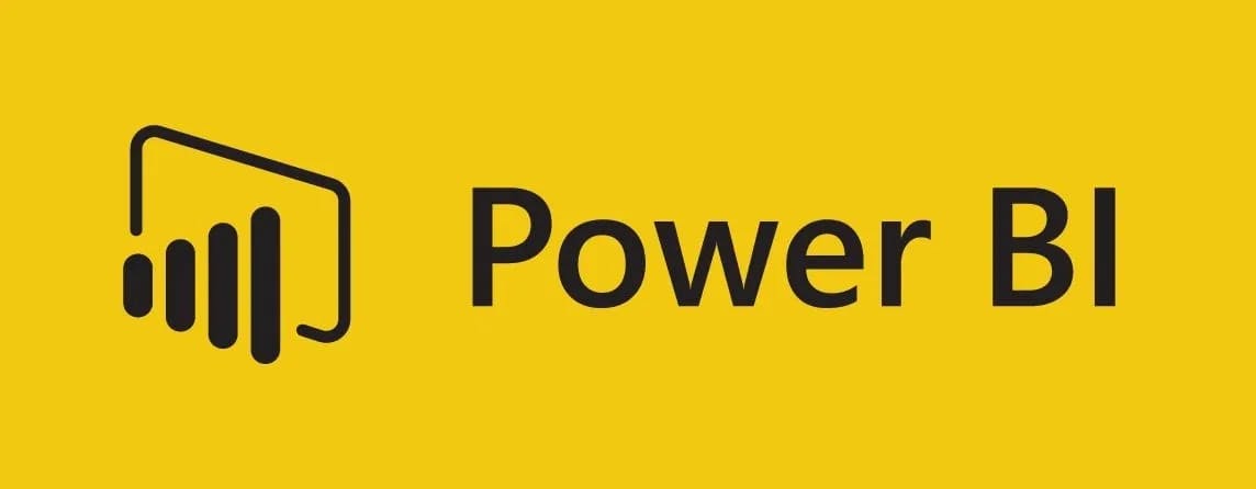 Bilde av logoen til Power BI med sorte bokstaver på gul bakgrunn